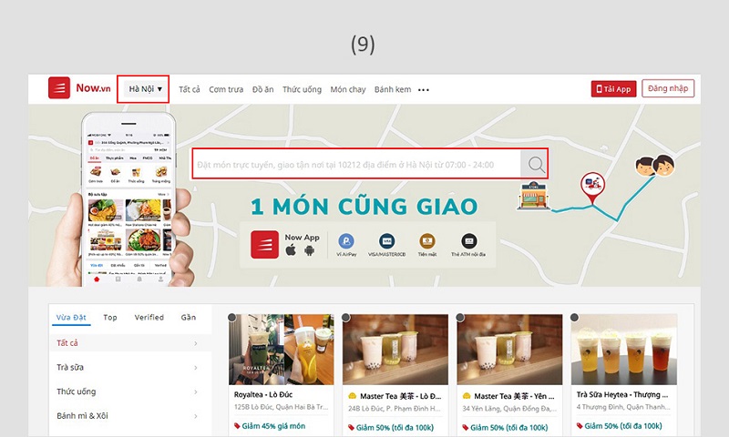 Website ẩm thực nổi tiếng Now.vn